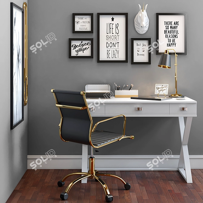 Sleek Office Furniture Set 3D model image 2