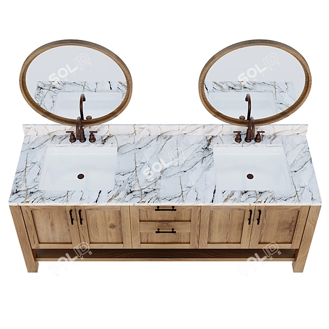 Bathroom Bliss Oak Toilet Cabinet 3D model image 4