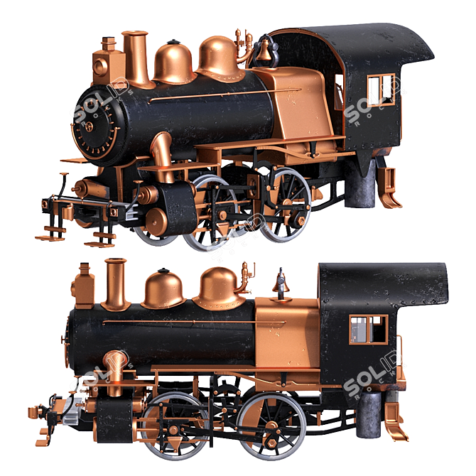 Steampunk Steam Train 3D model image 1