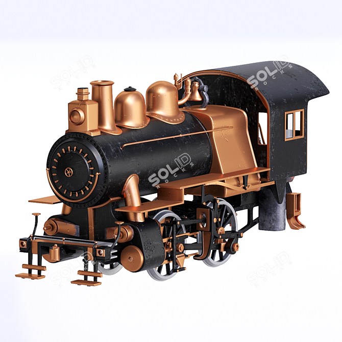 Steampunk Steam Train 3D model image 3