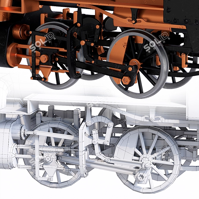 Steampunk Steam Train 3D model image 6