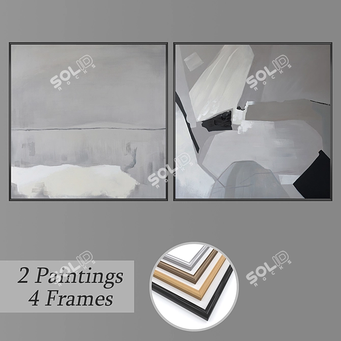 "Gallery Collection: 2-Piece Wall Paintings Set 3D model image 1