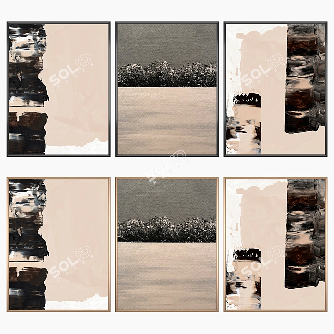 Versatile Set of 3 Wall Paintings 3D model image 2