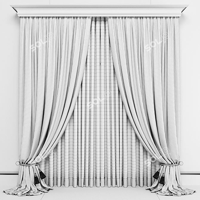 Elegant Brown Curtain 3D model image 4