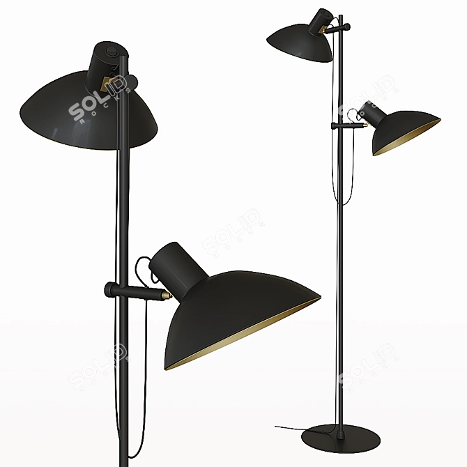 Sleek Black Floor Lamp | Halo Design Metropole 3D model image 1