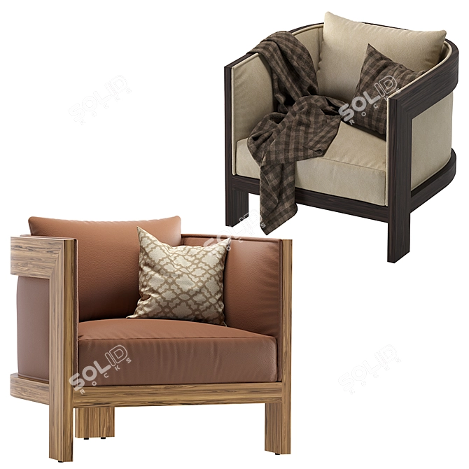 Luxurious Poho Leather Occasional Chair 3D model image 1