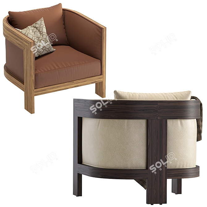 Luxurious Poho Leather Occasional Chair 3D model image 3