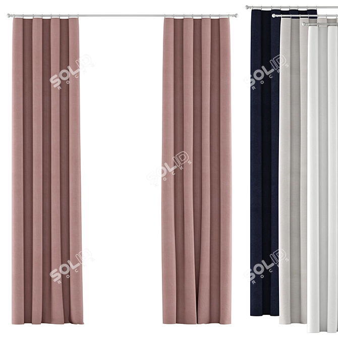 Cotton Canvas Drapery Panel: Stylish Window Curtains 3D model image 1