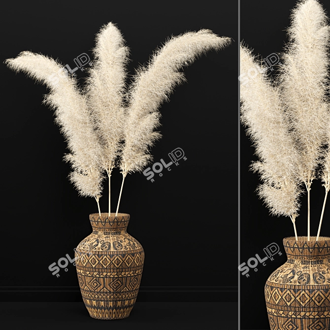 Pampas Bliss: Dried Plant Set 3D model image 1