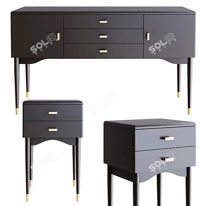 Novani Chest of Drawers and Bedside Tables 3D model image 1