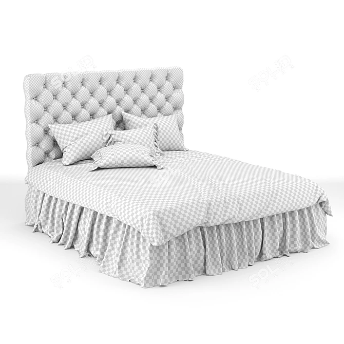Elegant Linen Bedspread Set 3D model image 3