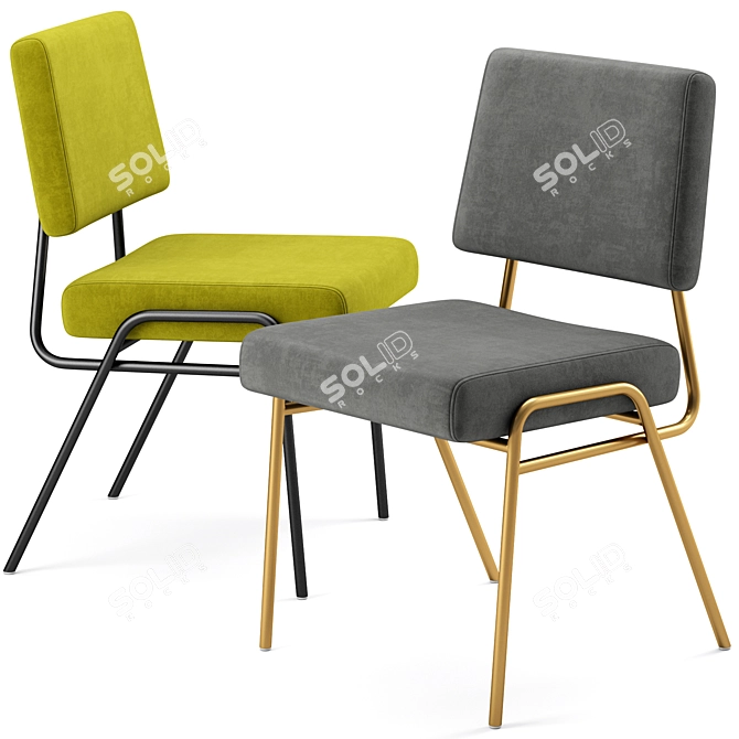 Modern Wire Frame Upholstered Chair 3D model image 1