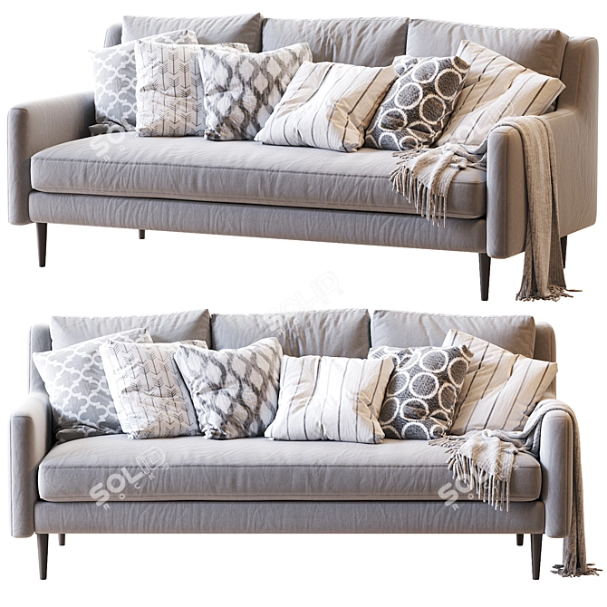 Crosby Mid-C Sofa: Stylish 3-Seater 3D model image 1