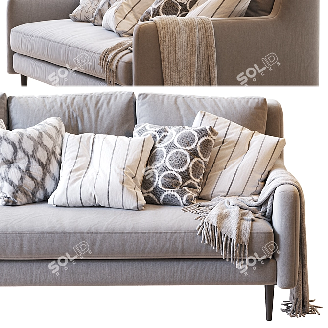 Crosby Mid-C Sofa: Stylish 3-Seater 3D model image 4