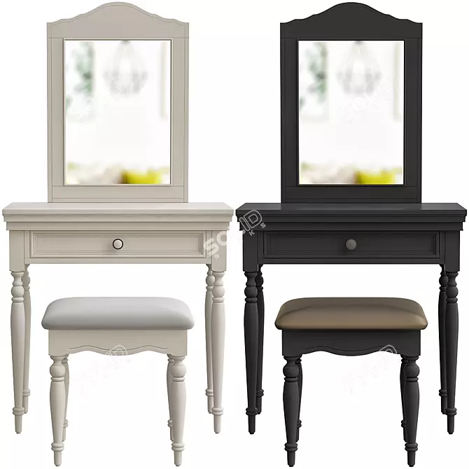 Elegant French Vanity Set 3D model image 1