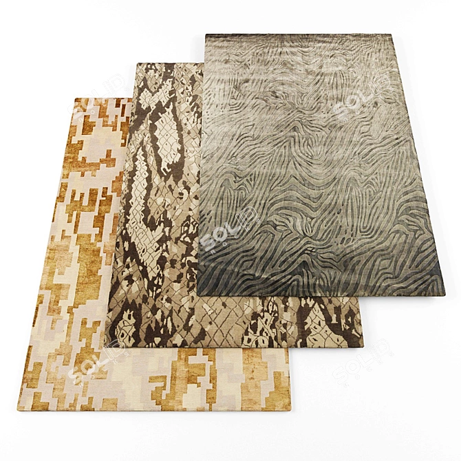 High-Res Rug Collection - 5 Textured Pieces 3D model image 1