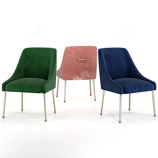 Luxurious Velvet Elowen Chair 3D model image 2