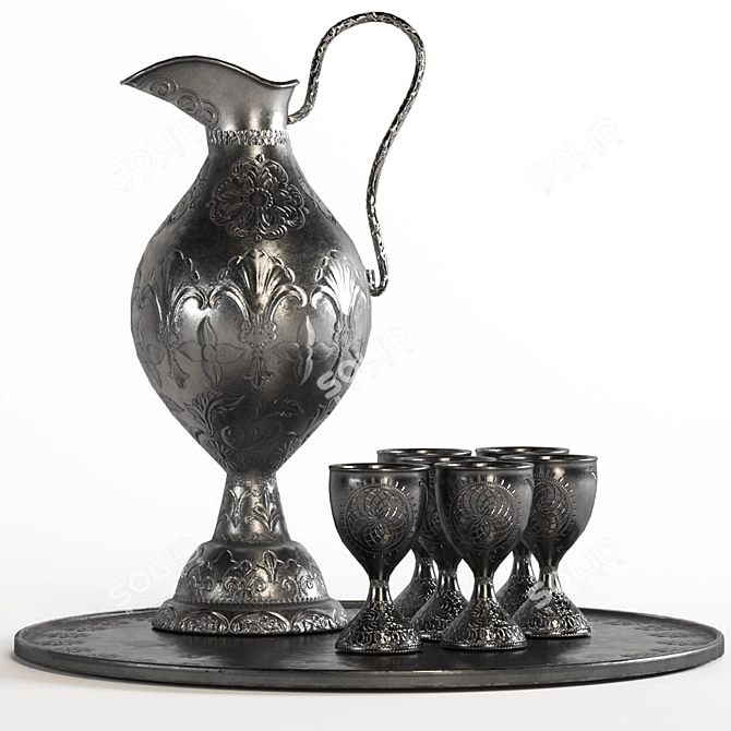 Exquisite Eastern Jug Set 3D model image 1