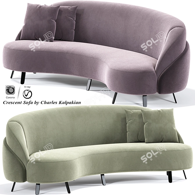 Sleek Crescent Sofa: Designed by Charles Kalpakian 3D model image 1