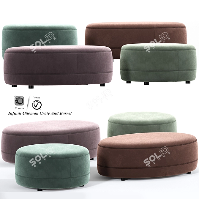 Elegant Infiniti Ottoman: Sleek Style 3D model image 1