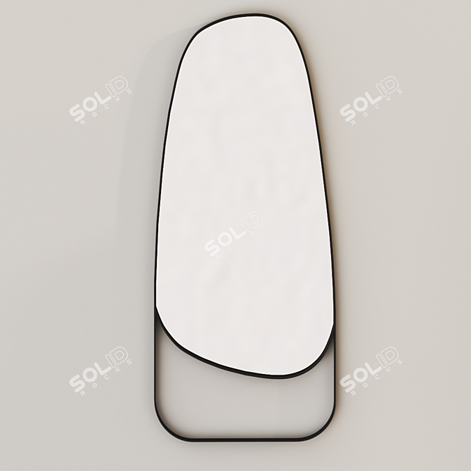 Peyton Oval Steel Floor Mirror 3D model image 2