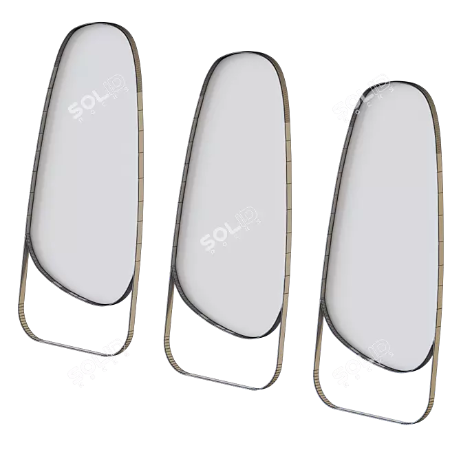 Peyton Oval Steel Floor Mirror 3D model image 3