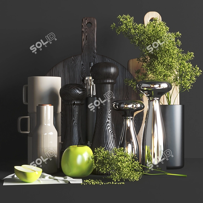 EcoBlend+: Black & Green Kitchen Set 3D model image 1