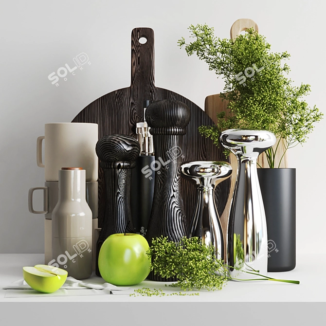 EcoBlend+: Black & Green Kitchen Set 3D model image 5