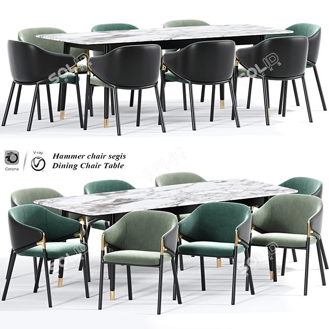 Modern Hammer Chair: Stylish Dining Table and Chairs Set 3D model image 1