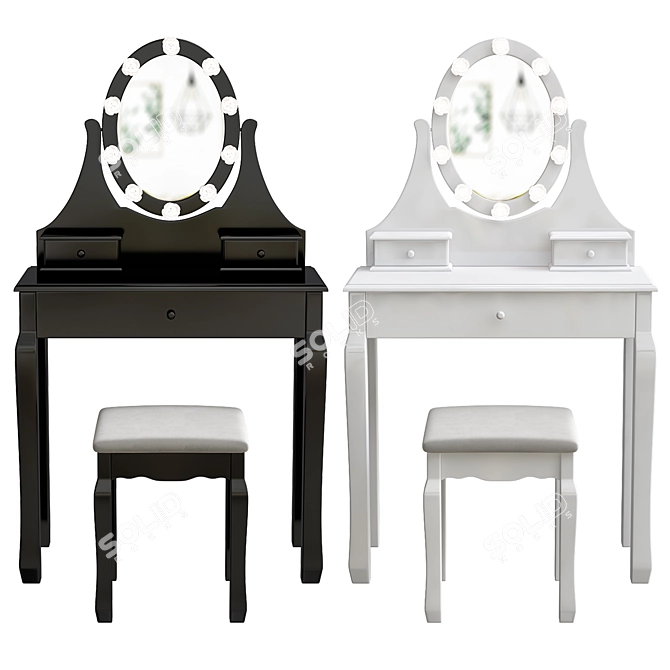 Elegant Roxana Vanity Set 3D model image 1