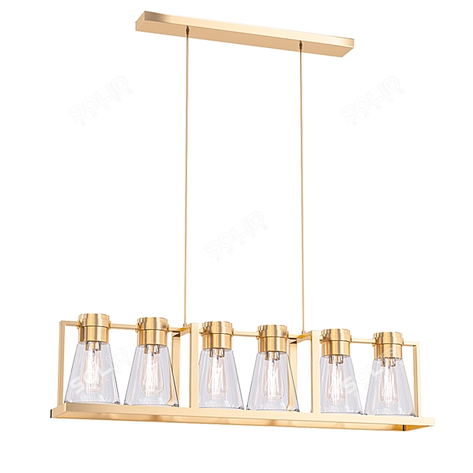 Refined Black Kitchen Island Pendant 3D model image 1