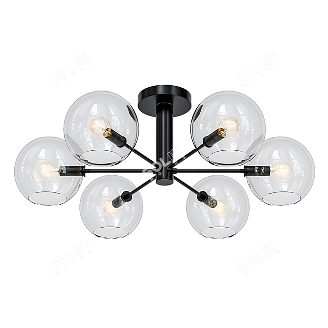Sleek Brass Ceiling Light 3D model image 1