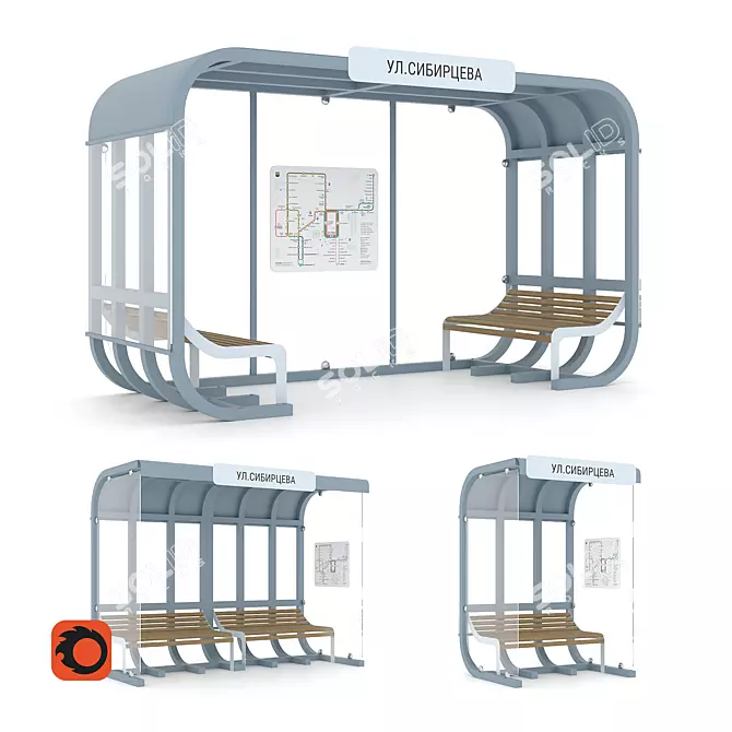 Sleek Public Transport Stop by lab23 3D model image 1