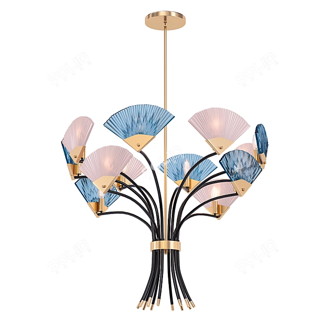 Elegant Fan Chandelier 3D model image 1