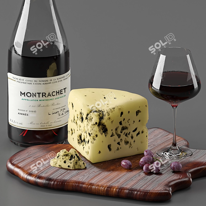 Gourmet Delight: Cheese & Wine 3D model image 2