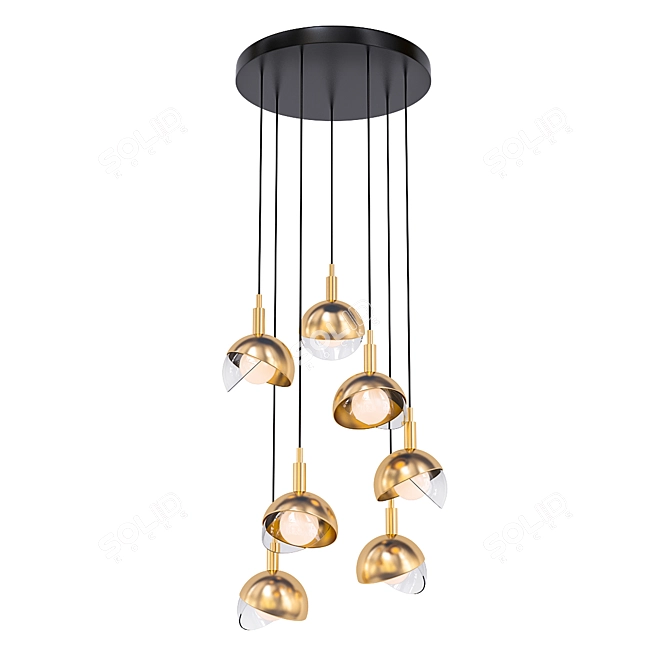 Contemporary Pendant Light: Half Closed Balls 3D model image 1