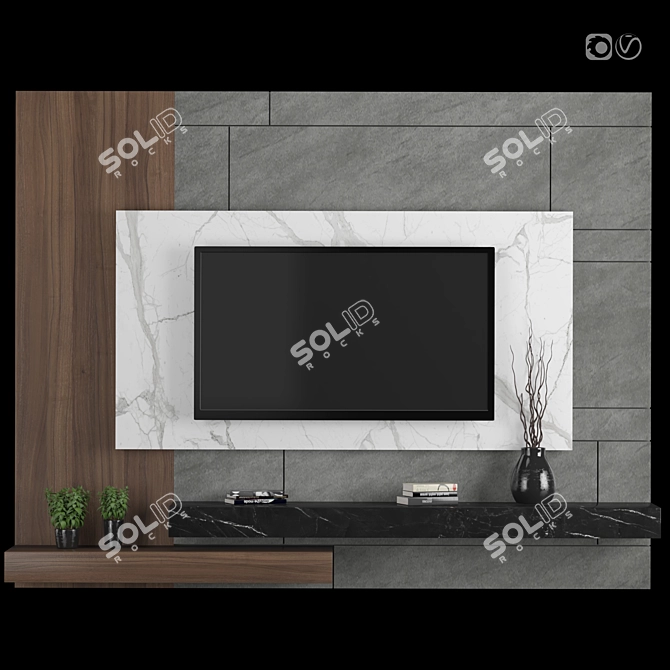 Flexible Modular TV Wall: High-Quality Textures, Perfect for Close-Up Renders 3D model image 1