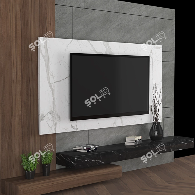 Flexible Modular TV Wall: High-Quality Textures, Perfect for Close-Up Renders 3D model image 2