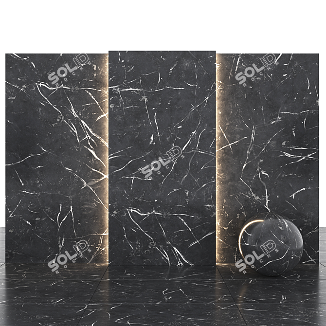 SleekBlackMarble Slabs & Tiles 3D model image 1