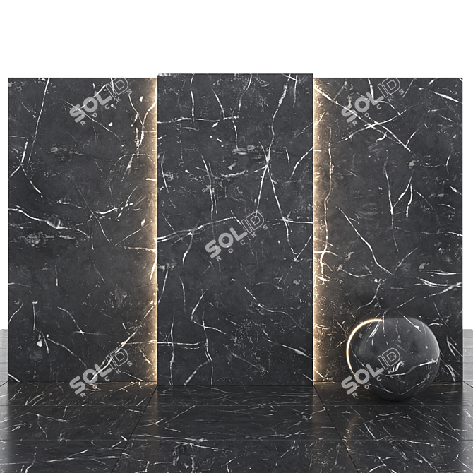 SleekBlackMarble Slabs & Tiles 3D model image 2