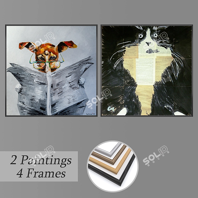 Elegant Wall Art Set with Versatile Frames 3D model image 1