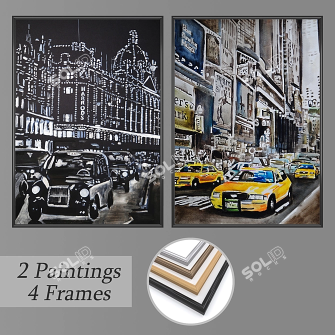 Elegant Wall Painting Set 3D model image 1