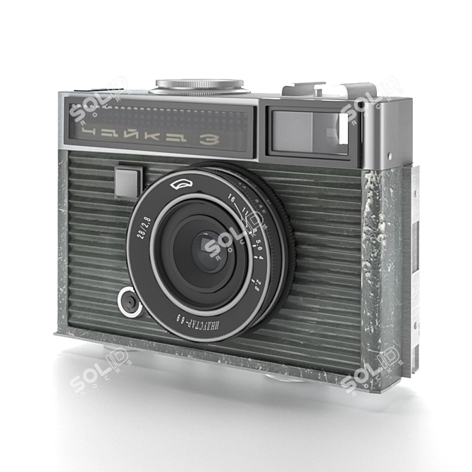 Vintage Soviet Chayka 3: Classic Half-Frame Camera 3D model image 6