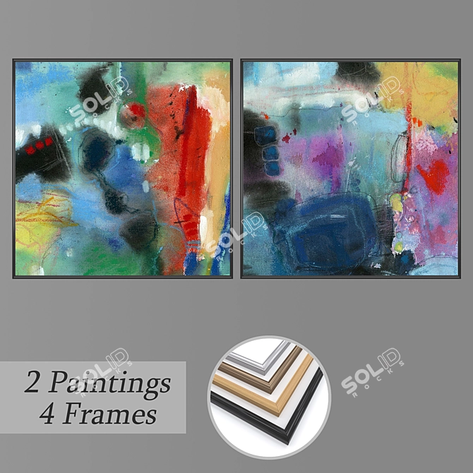 Elegant Wall Art Set with Multiple Frames 3D model image 1