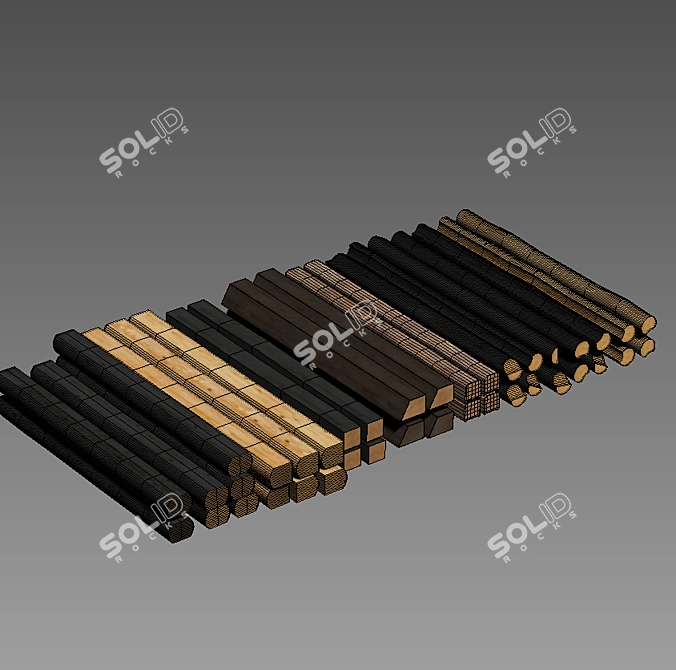 Stained Logs with Various Sections 3D model image 1