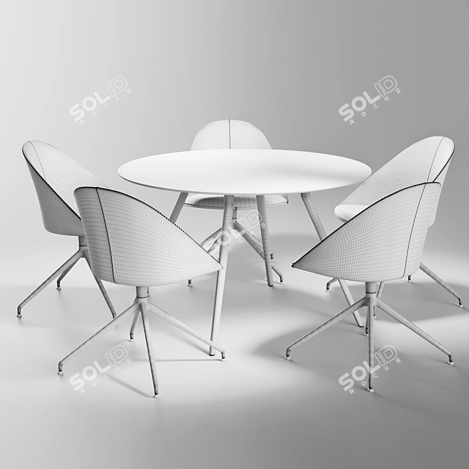 Arper Cila Chair + Meety Table Set 3D model image 5