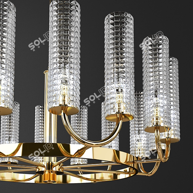 Gilded Glass Sea Chandelier 3D model image 2