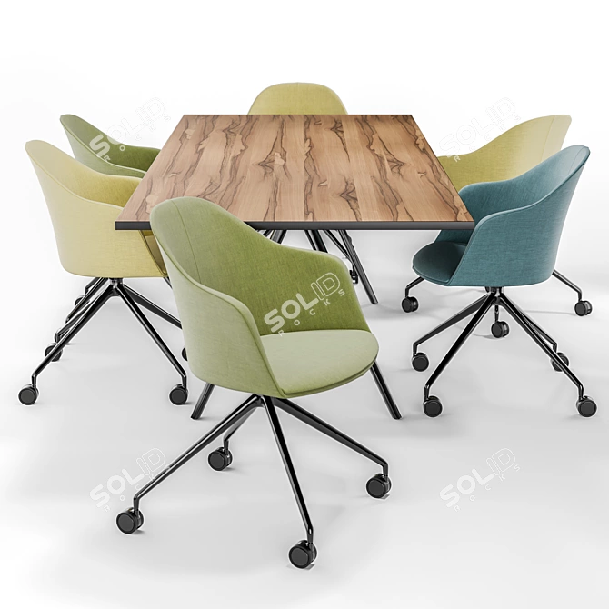 Arper Cila Armchair & Meety Wood Table Set 3D model image 2