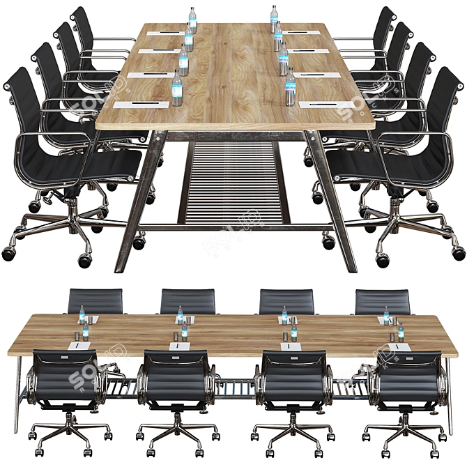 Sleek Conference Table 3D model image 2