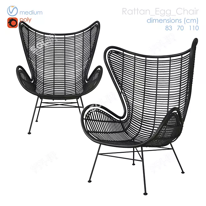 Versatile Wicker Chair - Smooth Everything 3D model image 1